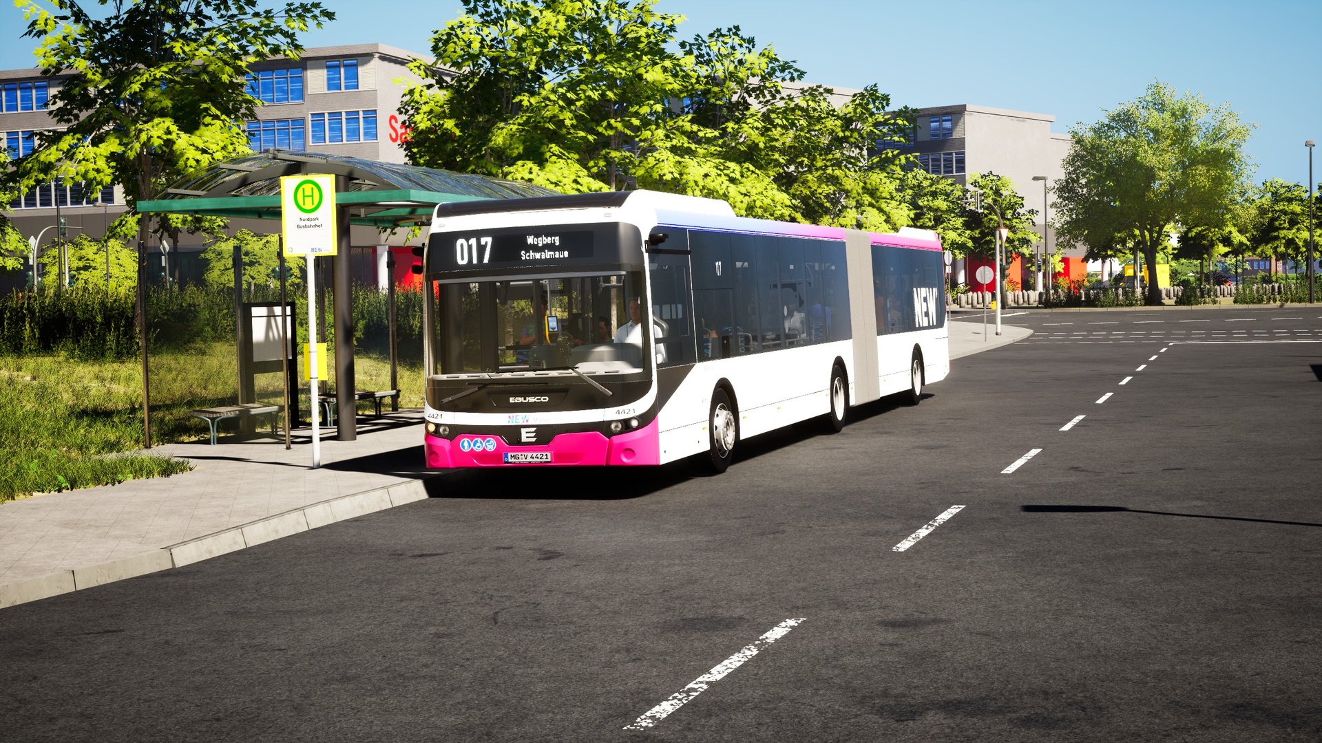 Ebusco 2.2 Gelenkbus der Linie 017 am Nordpark Busbahnhof