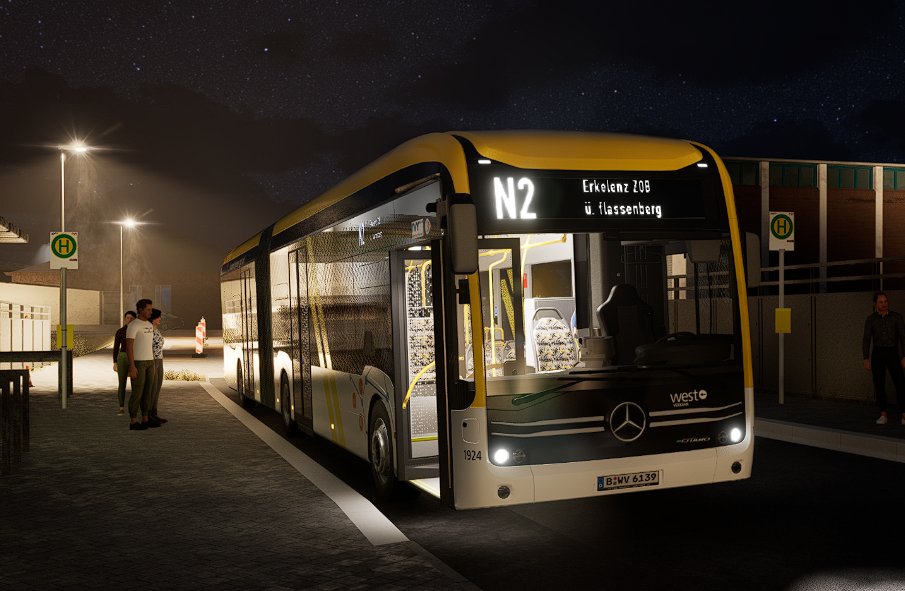 Nachtlinie N2 nach Erkelenz ZOB an einer Haltestelle bei Nacht